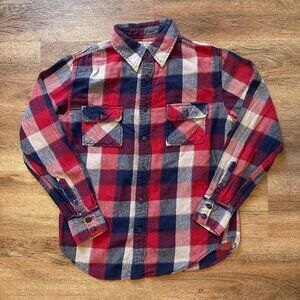 Arizona Jean Co Vtg Casual Button Down Mens Small Red Plaid Rugged Flannel Shirt